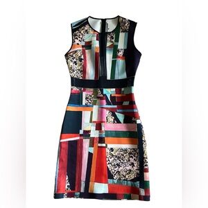 Geometric patterns and mesh Clover Canyon mini dress